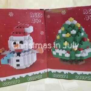 Micro Blocks Bricks mini Lego-like Christmas Tree Snowman Stocking Stuffer LOT